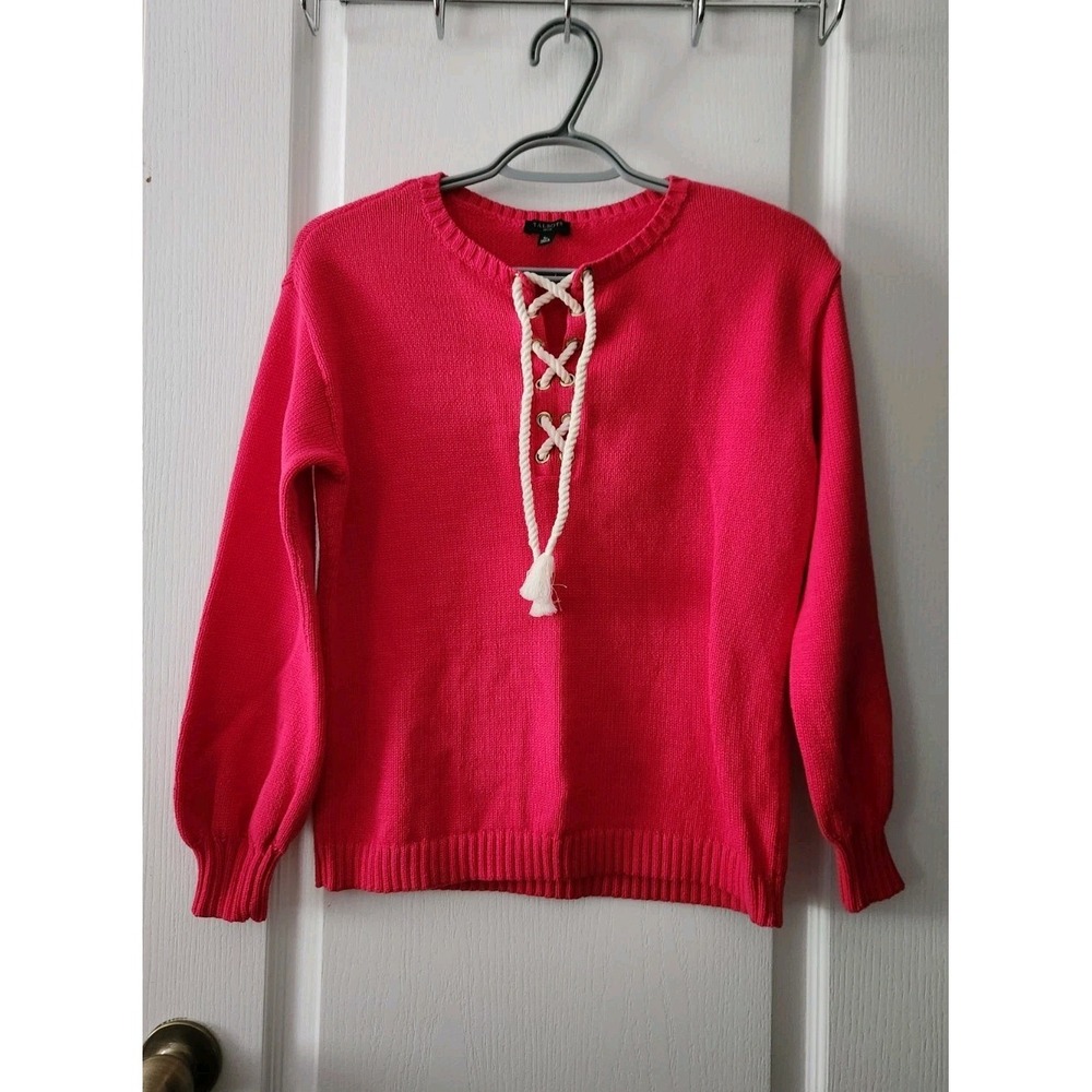 Talbots Women's Pink Knit Pullover Crewneck Nautical Style Sweater Size S